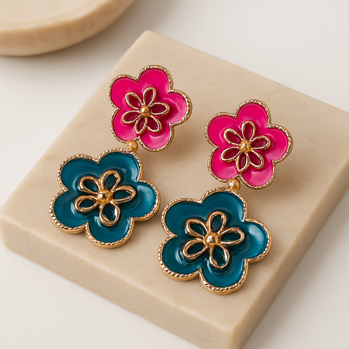 Blossom Charm Dual-Tone Earrings