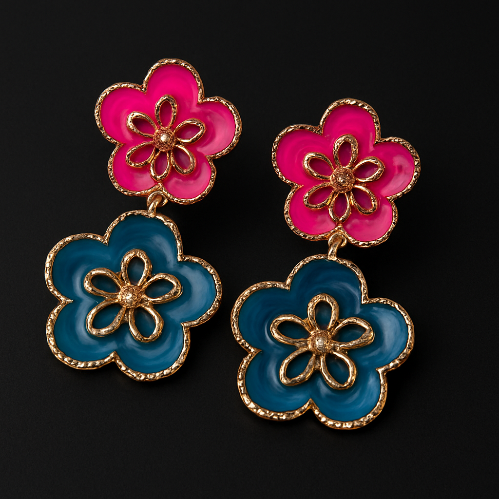 Blossom Charm Dual-Tone Earrings