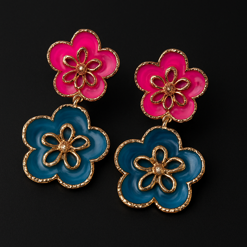 Blossom Charm Dual-Tone Earrings